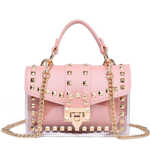 New Chain Rivet Women Handbag Small White | Women's Shoulder Bags