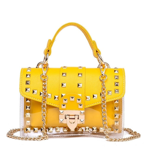 New Chain Rivet Women Handbag Small White | Women's Shoulder Bags