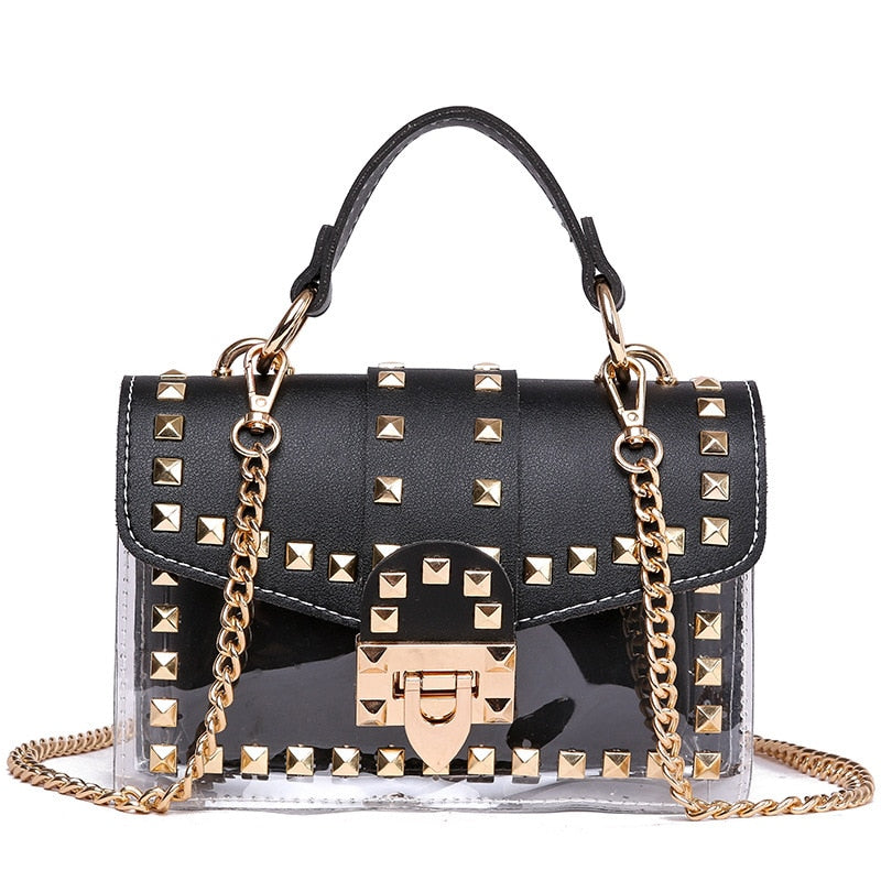 New Chain Rivet Women Handbag Small White | Women's Shoulder Bags