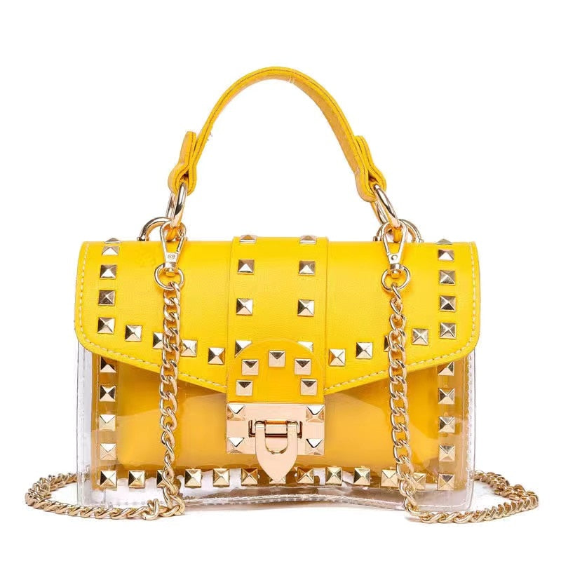 New Chain Rivet Women Handbag Small White | Women's Shoulder Bags