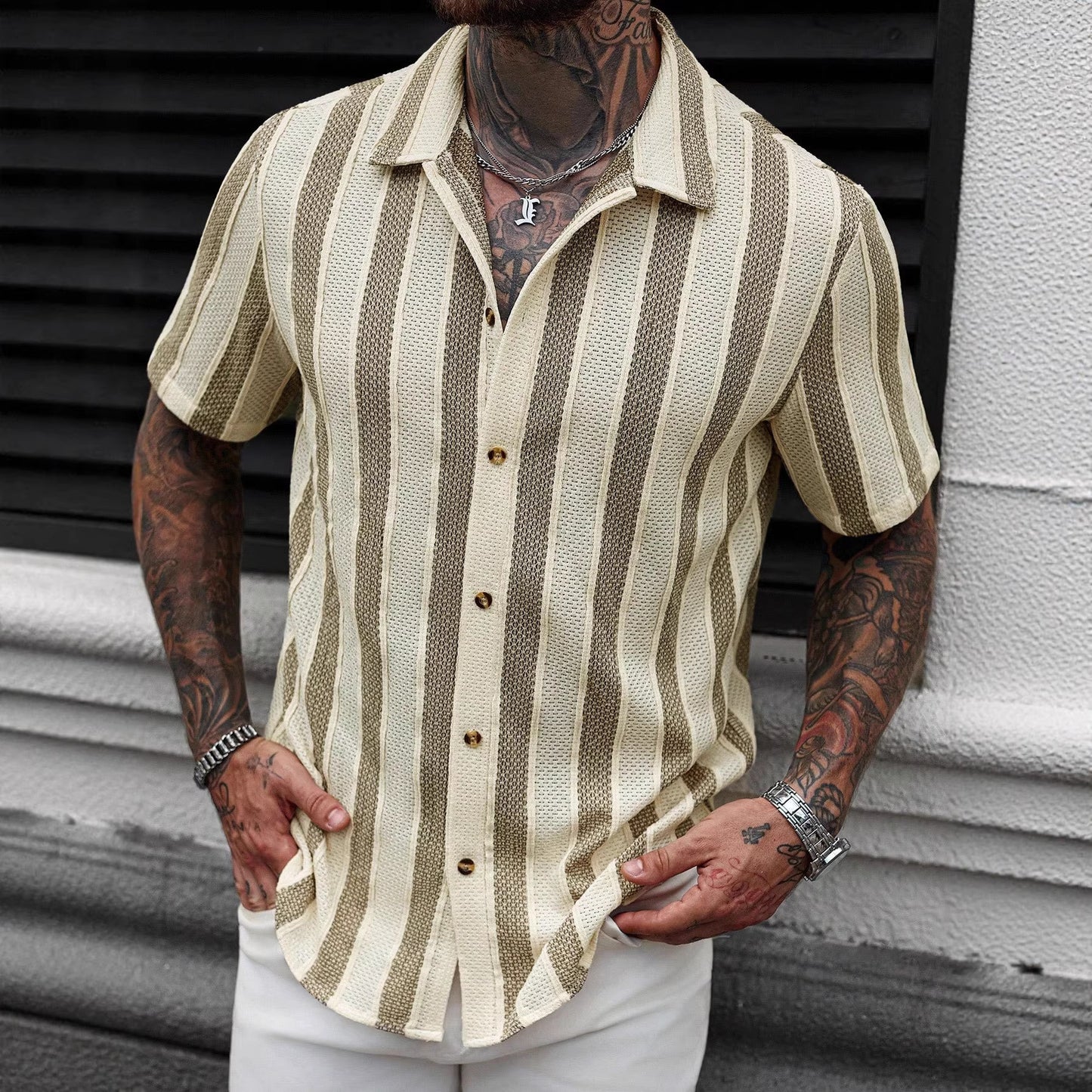 European And American Men's V-Neck Shirt