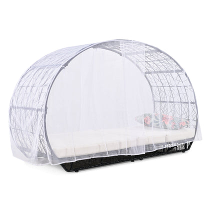 91" Outdoor Patio Daybed with Curtain, Sunbed with Cushion