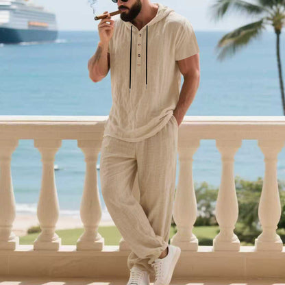 Men's Casual Linen Loose American-Style Pants Suit