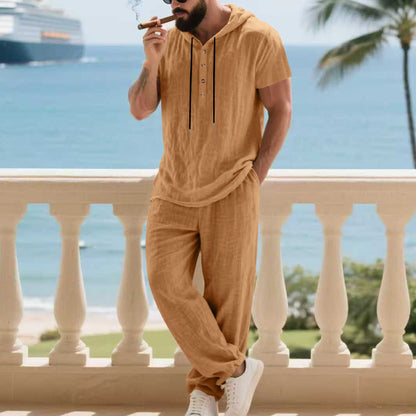 Men's Casual Linen Loose American-Style Pants Suit