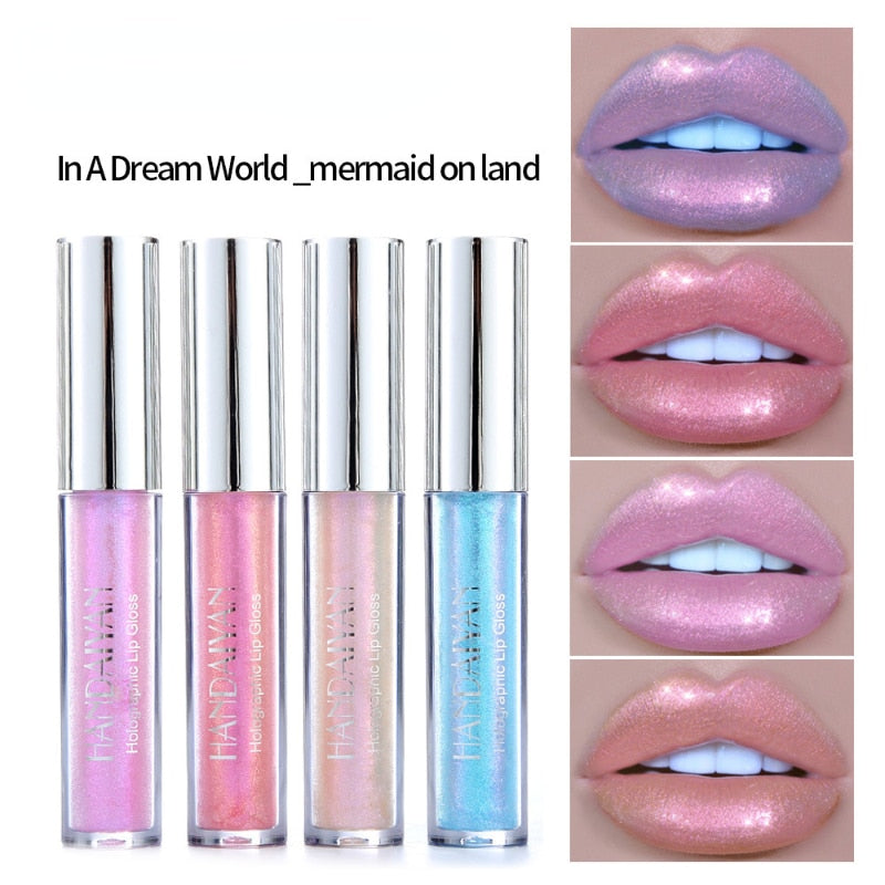 6 Colors Laser Holographic Lip Gloss Liquid Lipstick Mermaid Pigment