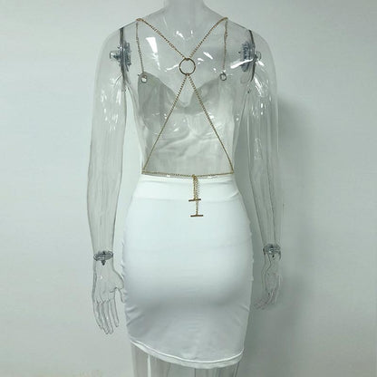 Satin drape elegant backless white dress Women sleeveless