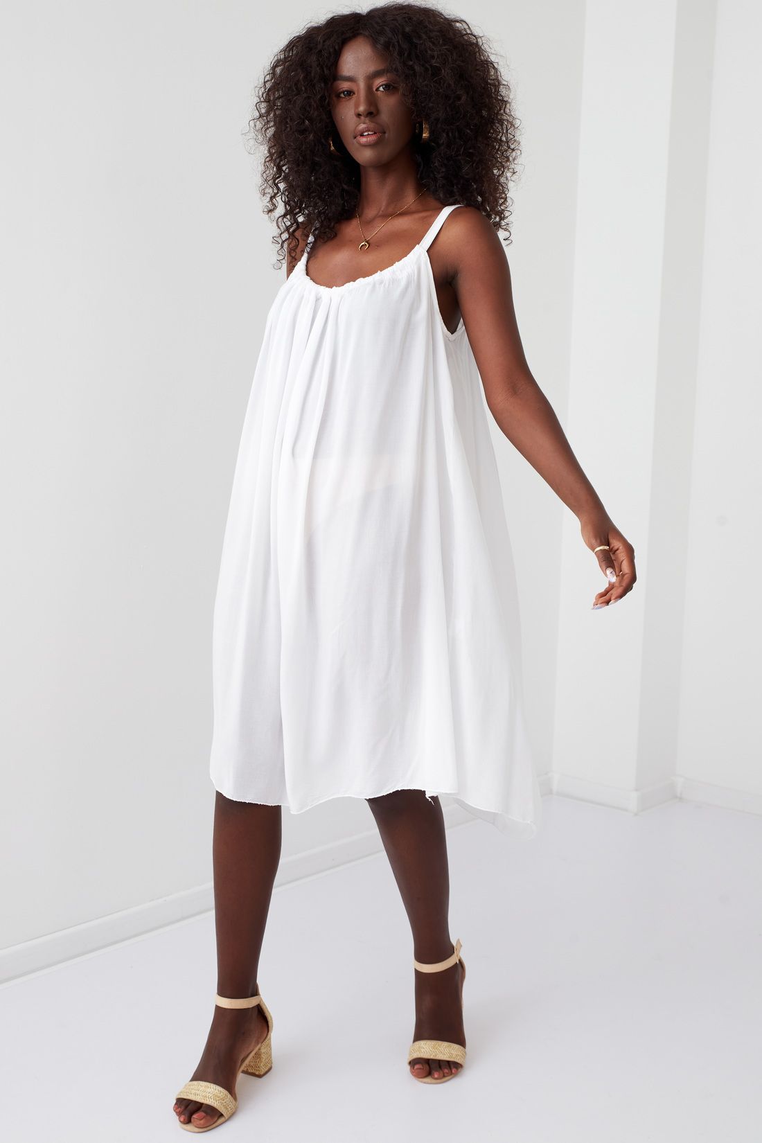 Casual summer dress with halter white