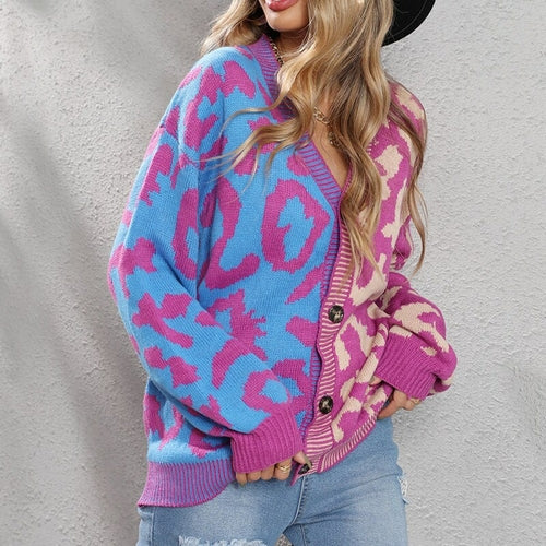 Cárdigan con estampado de leopardo, suéter de punto para mujer