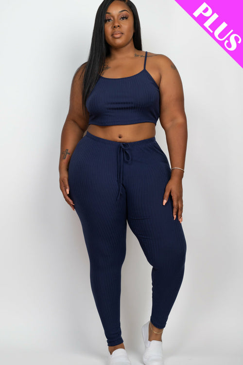 Plus Size Cropped Cami top & Leggings Yoga Set