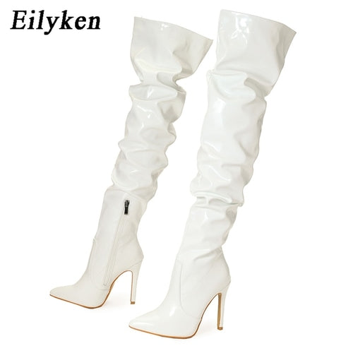 Patent Leather Thigh High Boots Women | Red Patent Leather Thigh