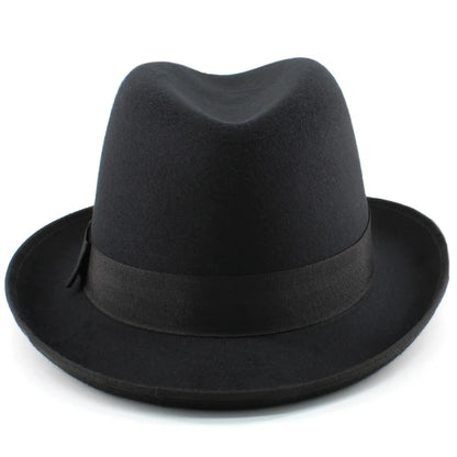 Men Women Wool Blend Classical Homburg Hats Feather Band Fedora Caps