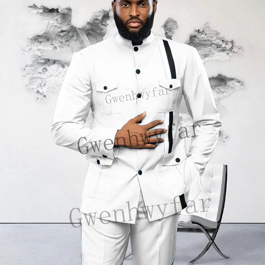 Gwenhwyfar Fashion Summer White Groom Tuxedos Wedding Suits