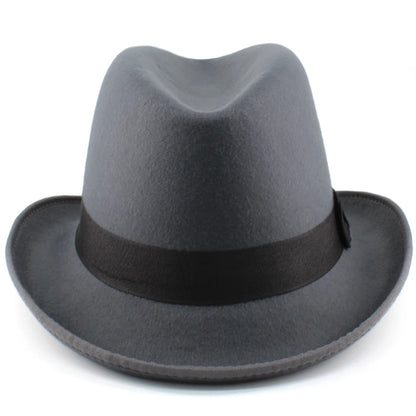 Men Women Wool Blend Classical Homburg Hats Feather Band Fedora Caps
