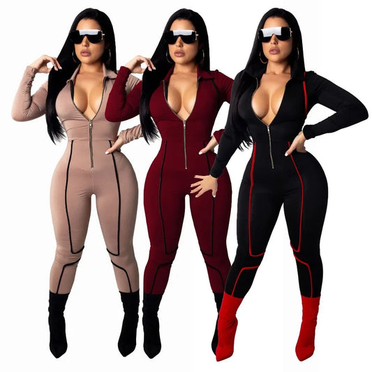 Womens jumpsuit long sleeve Sexy bodycon