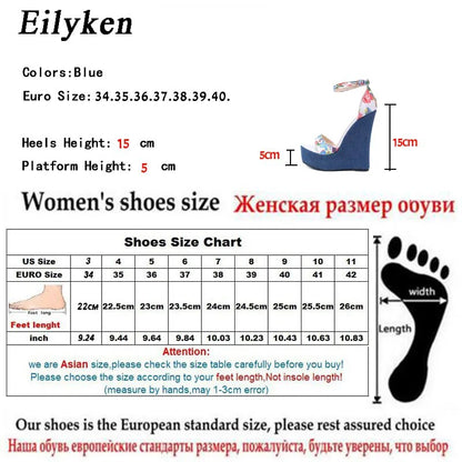 Eilyken, diseñador de moda, sandalias vaqueras estampadas, cuñas romanas para mujer, 
