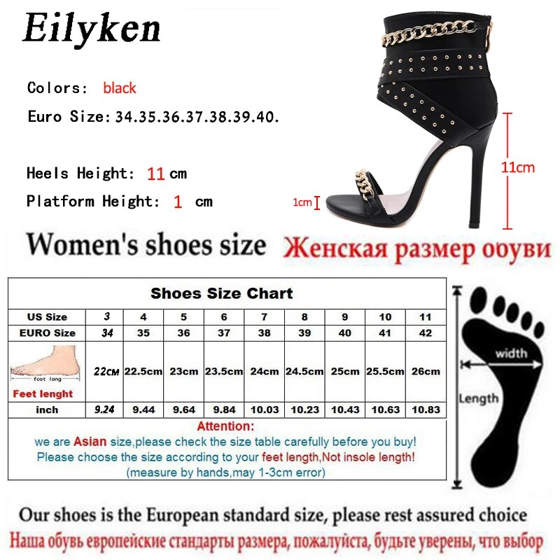 Eilyken Rivet Metal Decoration High Heel Sandals Women Cover Heel For