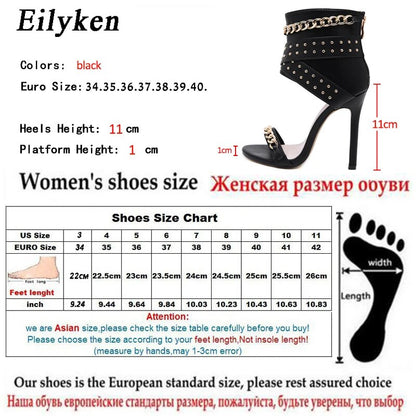 Eilyken Rivet Metal Decoration High Heel Sandals Women Cover Heel For
