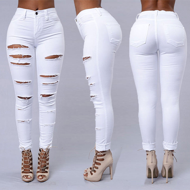 Hot Sale Ripped Jeans For Women Sexy Skinny Denim Jeans Fashion Street