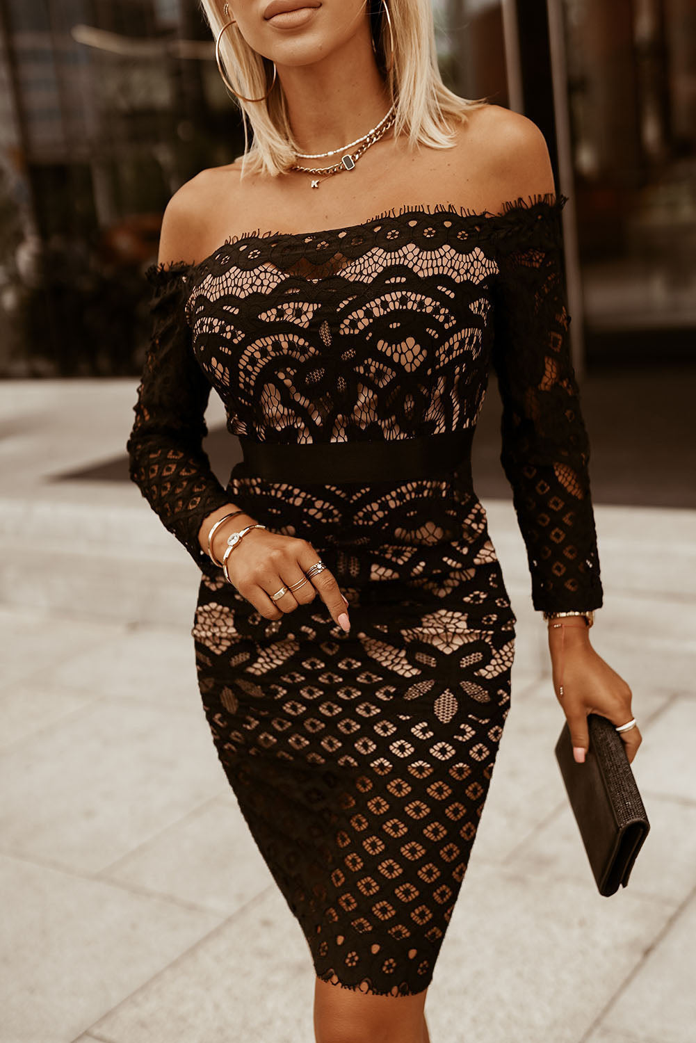 Black Lace Bodycon Dress