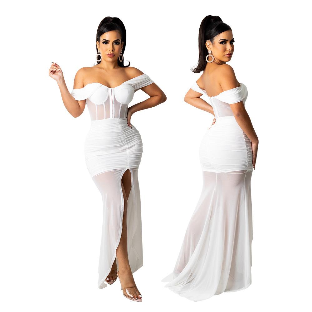 Women Sexy Elegant High Split Evening Dress