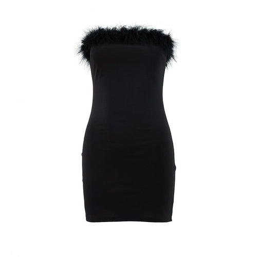 Sexy Women Clothing Ur Autumn Winter Tube Top Tassel Dress