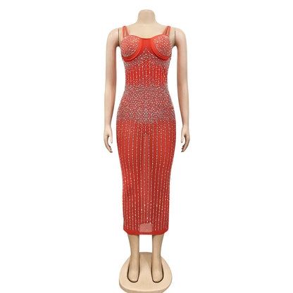 Women Sexy Diamond Bedazzled Dress Party Club Night Dress