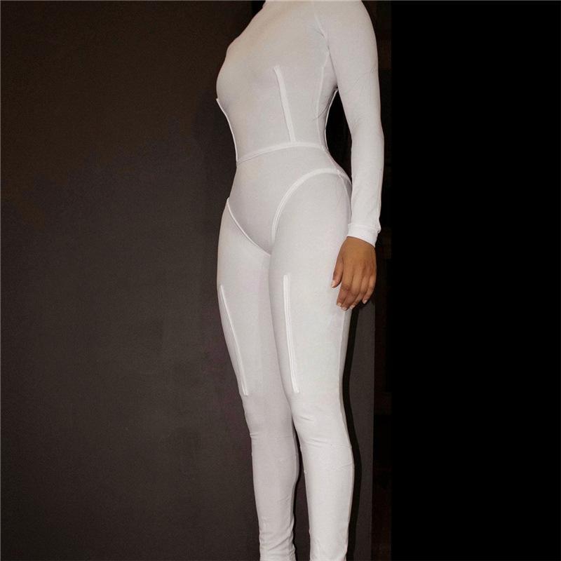 Long Sleeve Turtleneck Jumpsuits Stretchy Slim Body-Shaping Outfits