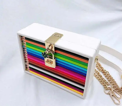 Color Pencil Box Style Purses and Handbags for Women Party Clutch Bag
