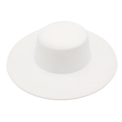 10cm Big Wide Brim French Fedora Hat Solid Classic Wool Jazz Flat Brim