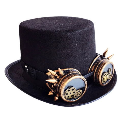Steampunk Men Hat With Goggles Gay Top Hat Jazz Hat Gothic Steampunk