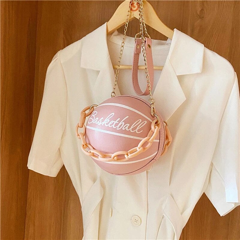 Personalized Basketball Bag Women Chains Handbags Letters Print