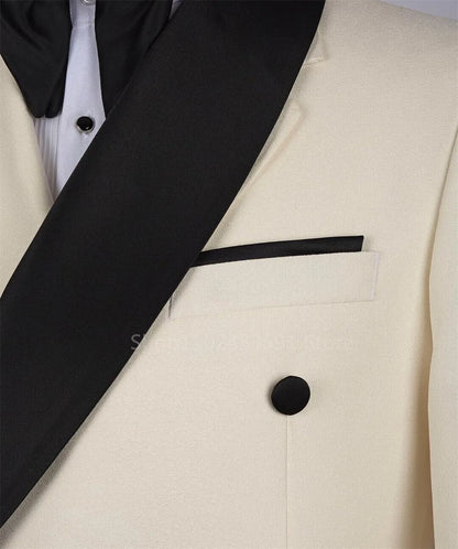 Fashion Suits for Men Slim Fit Double Breasted Blazer Pants 2 Pieces