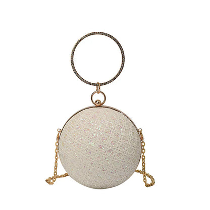 Sparkly Round Evening Purses for Women Shiny Diamonds Handbag Unusual
