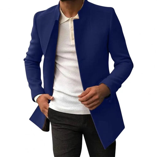 Trendy Men Suit Coat Formal Men Woolen Coat Long Sleeves Keep Warm