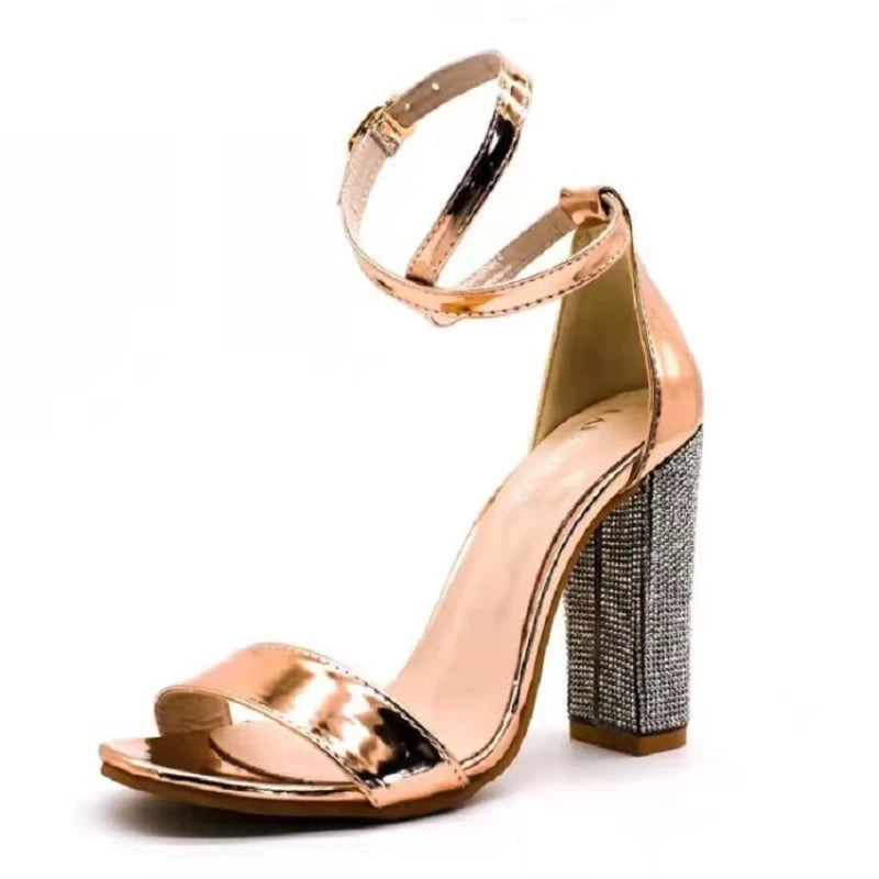 Fashion High Heel Rhinestone Sexy Open Toe Banquet Sandals Buckle