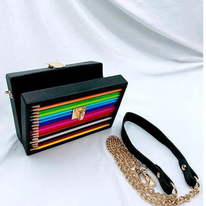 Color Pencil Box Style Purses and Handbags for Women Party Clutch Bag