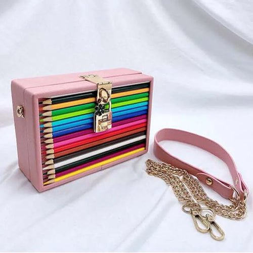 Color Pencil Box Style Purses and Handbags for Women Party Clutch Bag