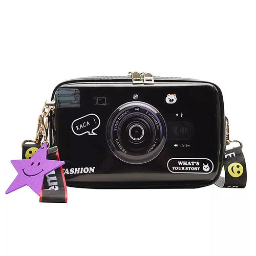 Trendy Camera Design Cartoon Print PU Female Shoulder Bag Crossbody