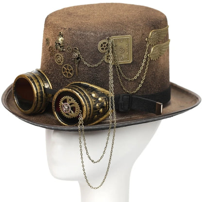 Steampunk Men Hat With Goggles Gay Top Hat Jazz Hat Gothic Steampunk