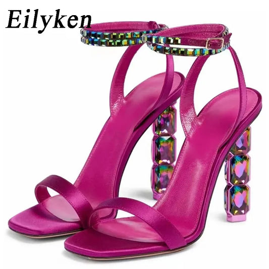 Eilyken Summer Crystal Embellished High Heel Sandals Women Diamond