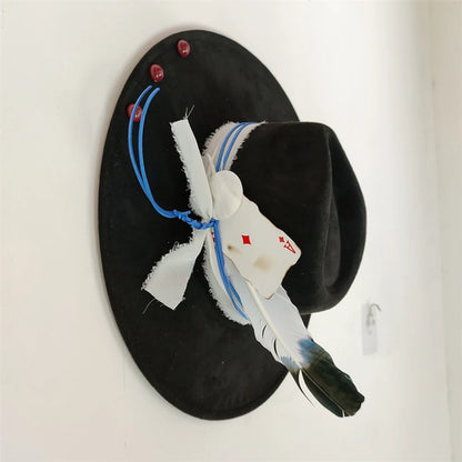 Retro Suede Fedora Hat with Feather Accessories