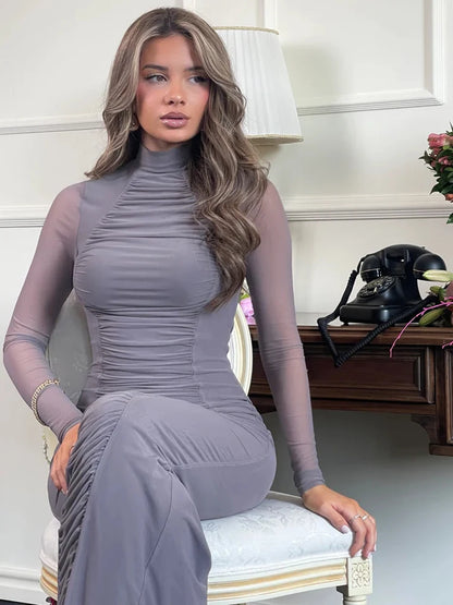 Turtleneck Sexy Bodycon Long Double Layer Dress