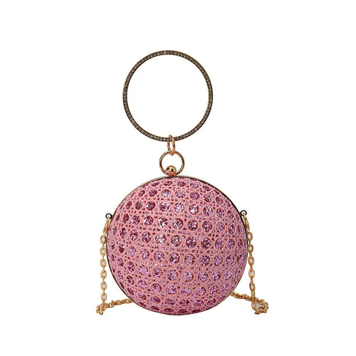 Sparkly Round Evening Purses for Women Shiny Diamonds Handbag Unusual