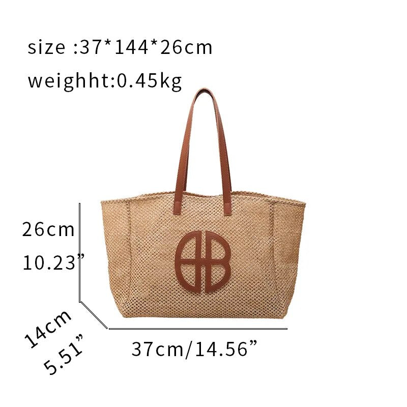 Straw Large-capacity Tote Handbag Brand Trendy Shoulder Handbag 2023