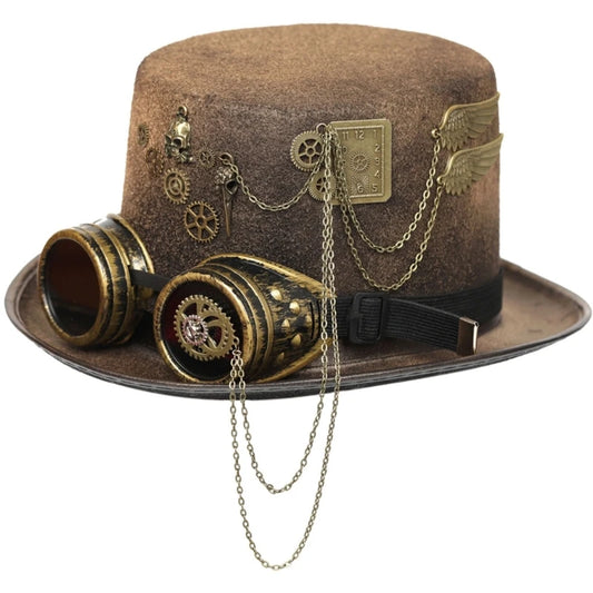 Steampunk Men Hat With Goggles Gay Top Hat Jazz Hat Gothic Steampunk