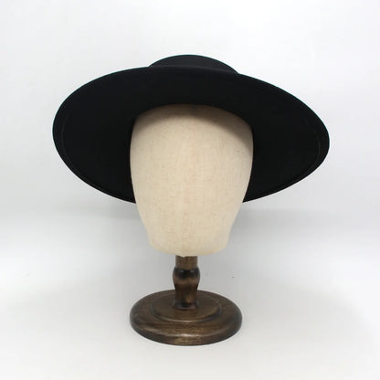 10cm Big Wide Brim French Fedora Hat Solid Classic Wool Jazz Flat Brim