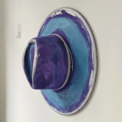 Retro Suede Fedora Hat with Feather Accessories