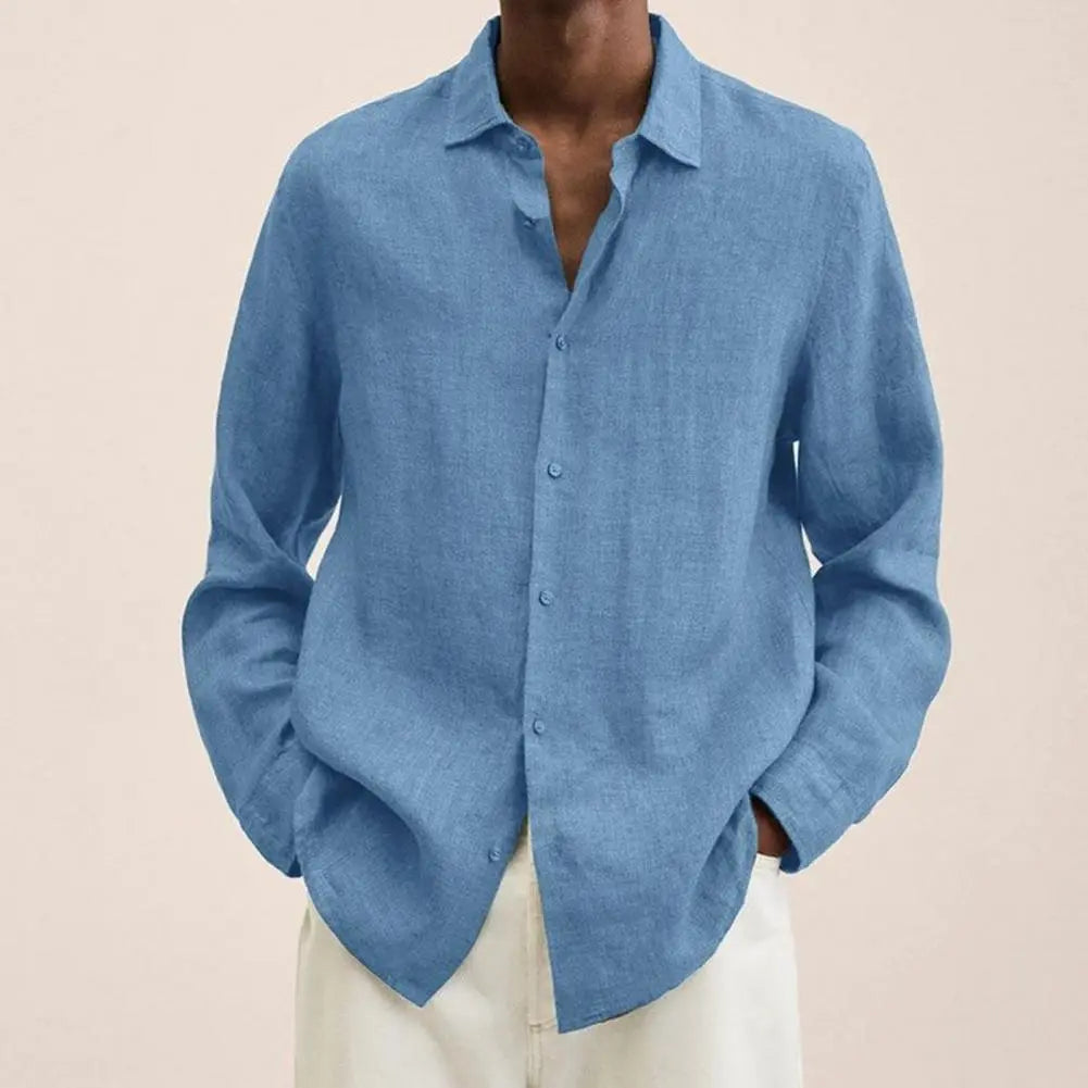 Spring Summer Men's Breathable Casual Cotton Linen Solid Colors