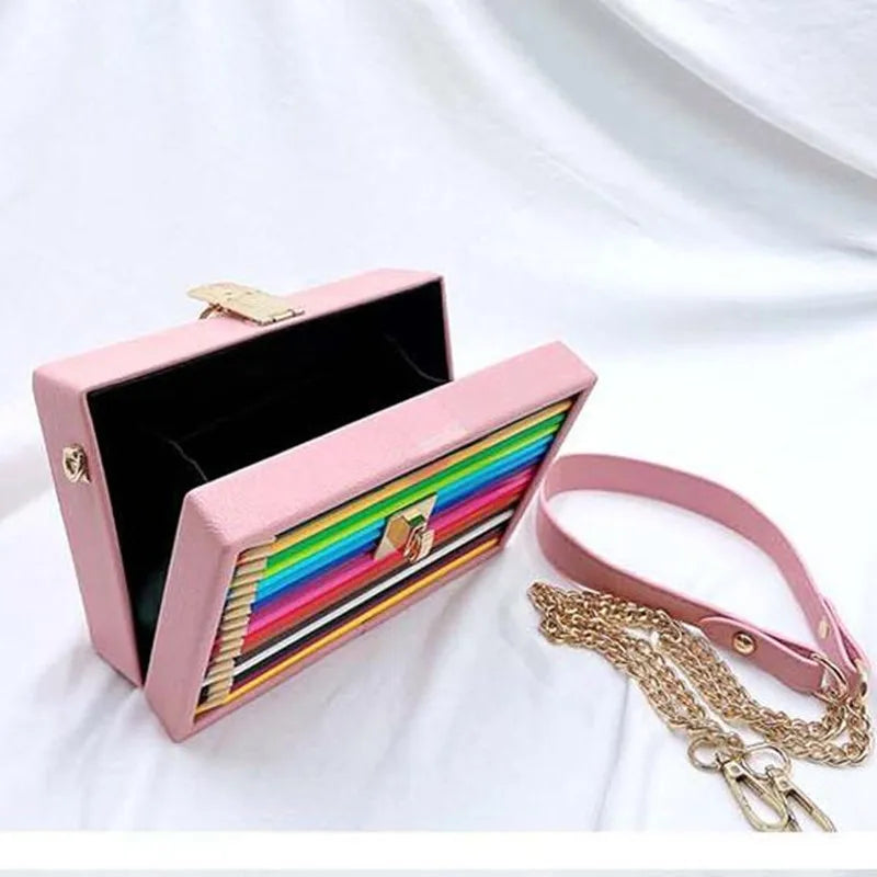 Color Pencil Box Style Purses and Handbags for Women Party Clutch Bag