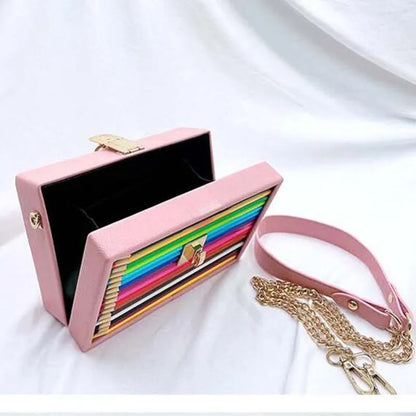 Color Pencil Box Style Purses and Handbags for Women Party Clutch Bag